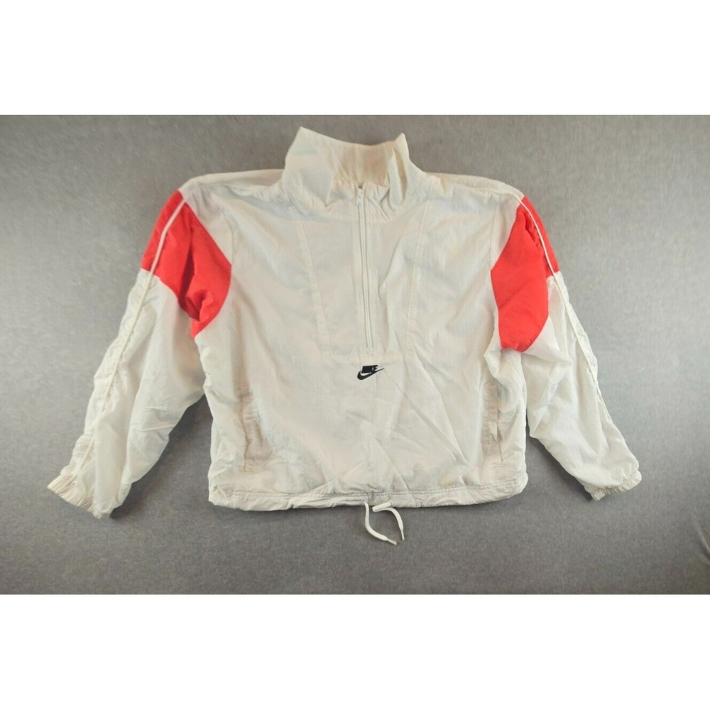 Nike Sportswear Heritage Women's M Woven Jacket Orange‎ White Windbreaker CJ2361
